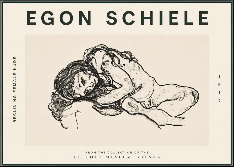 Schiele Reclining Female Nude No5 - Plakát