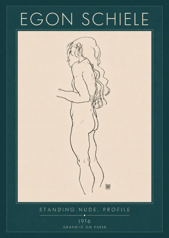 Schiele Standing Nude, Profile No4 - Plakát