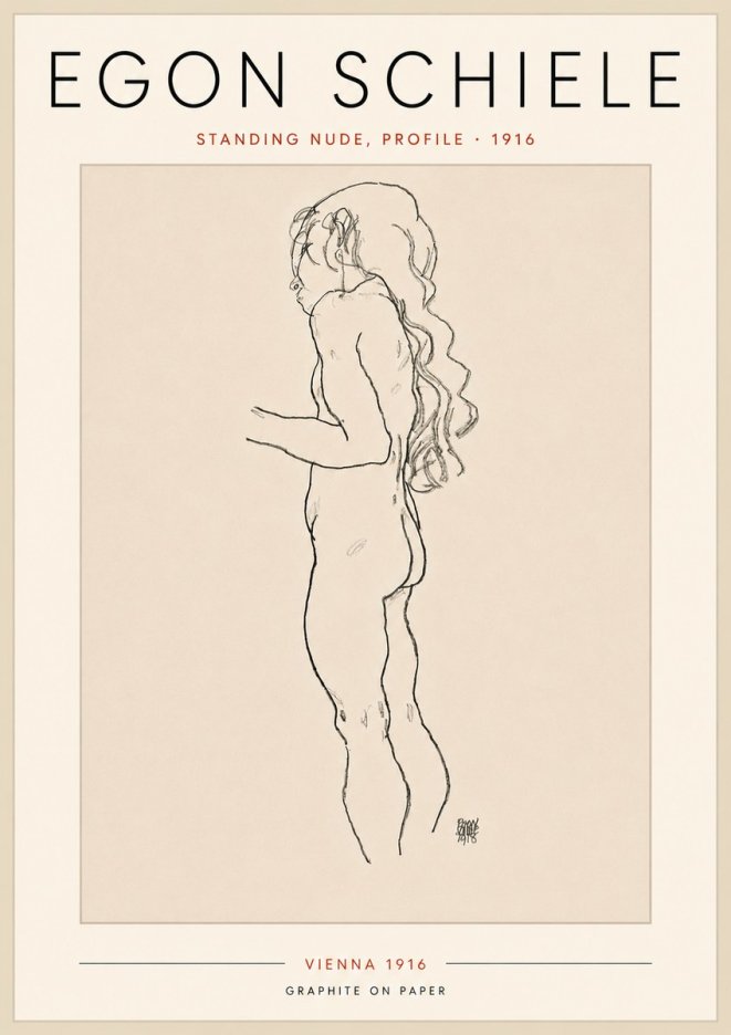 Schiele Standing Nude, Profile No5 - Plakát