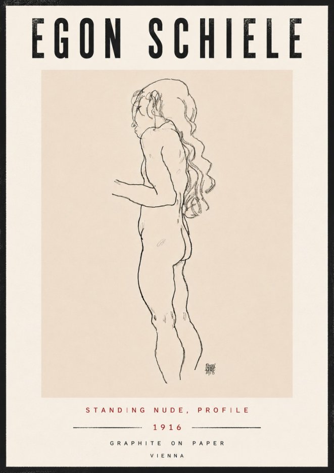 Schiele Standing Nude, Profile No6 - Plakát
