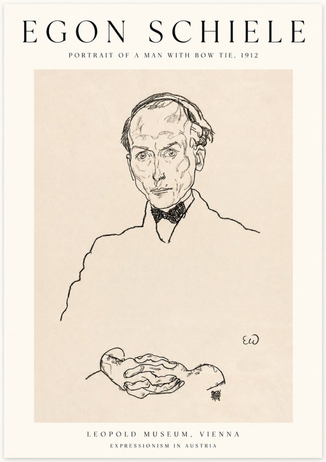 Schiele Portrait of a Man with Bow Tie, 1912 No1 - Plakát