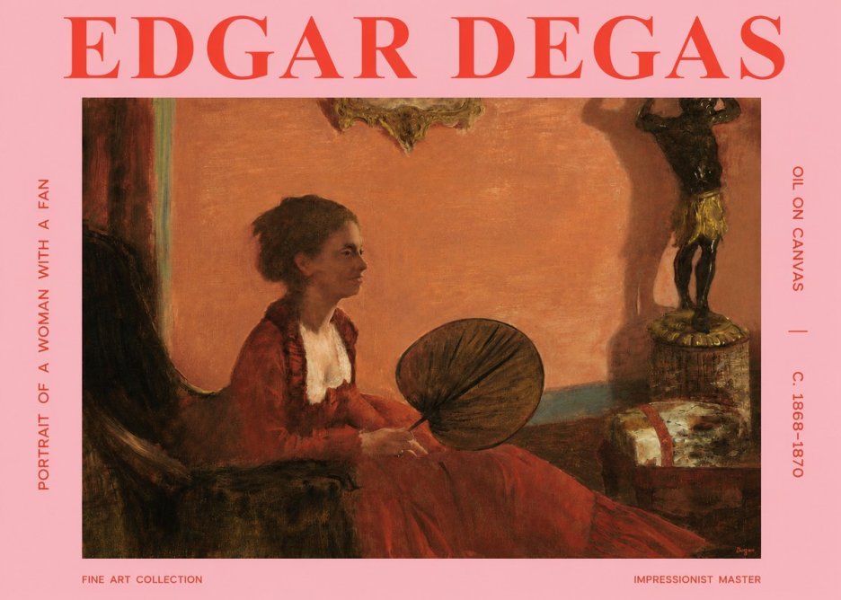 Edgar Degas Portrait of a Woman with a Fan No3 - Plakát