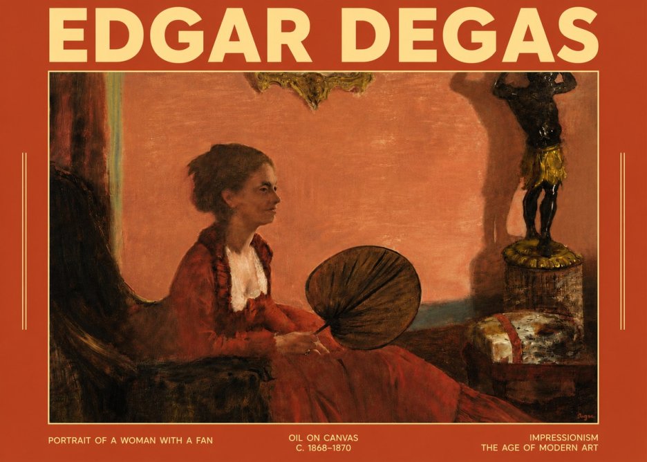 Edgar Degas Portrait of a Woman with a Fan No4 - Plakát