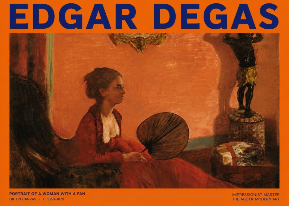Edgar Degas Portrait of a Woman with a Fan No5 - Plakát