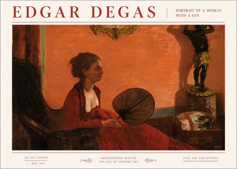 Edgar Degas Portrait of a Woman with a Fan No6 - Plakát