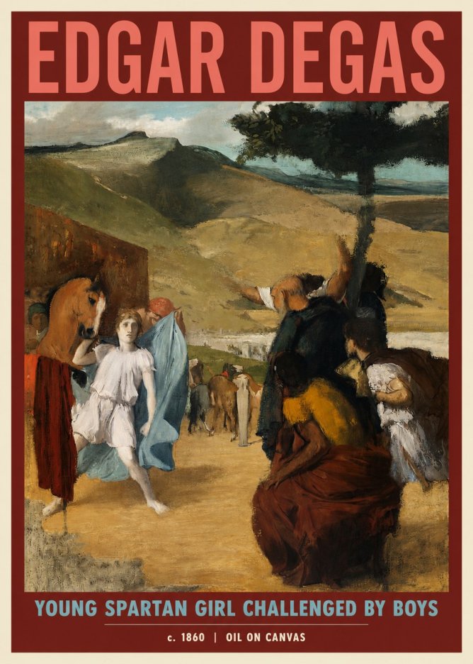 Edgar Degas Young Spartan Girl Challenged by Boys No2 - Plakát
