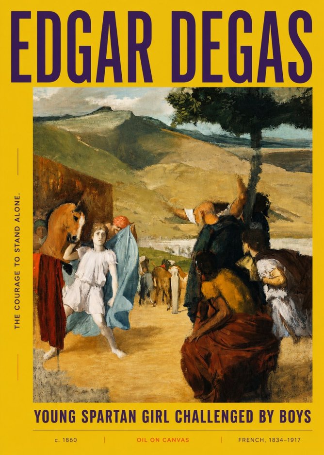 Edgar Degas Young Spartan Girl Challenged by Boys No3 - Plakát