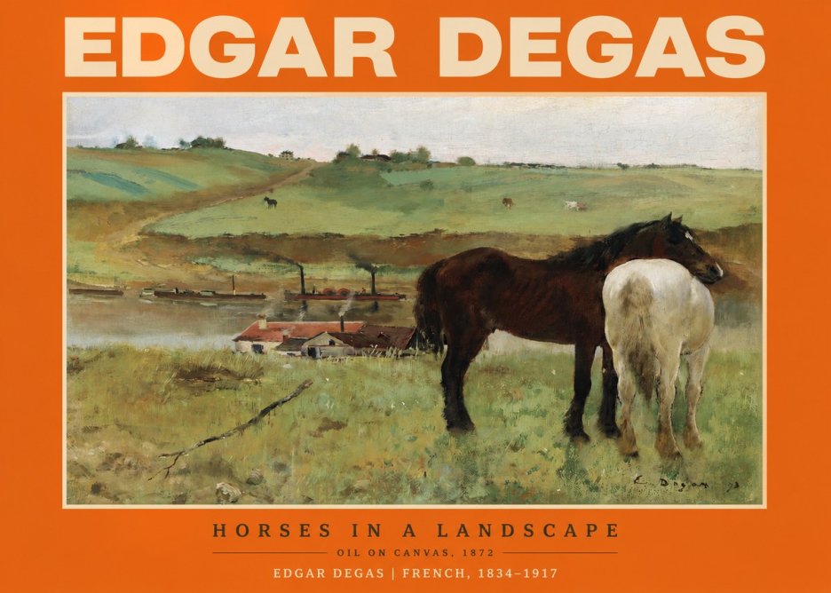 Edgar Degas Horses in a Landscape No2 - Plakát