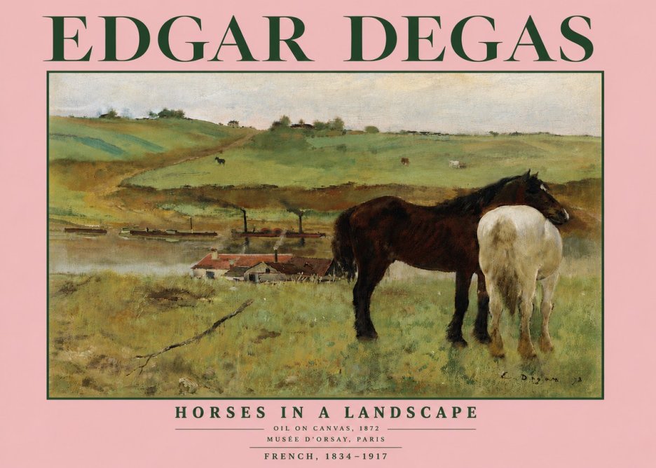 Edgar Degas Horses in a Landscape No5 - Plakát