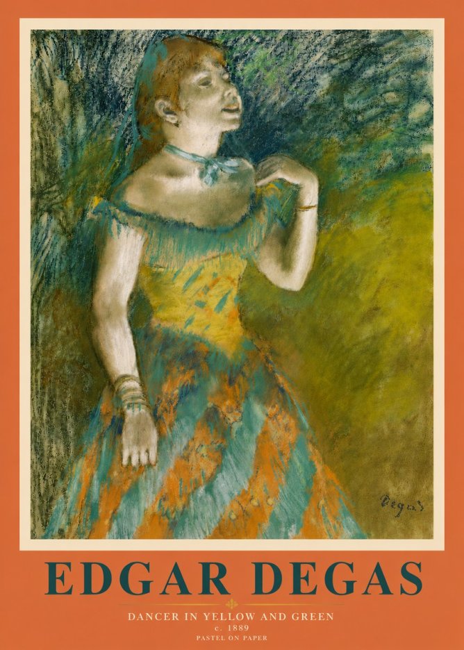 Edgar Degas Dancer in Yellow and Green No3 - Plakát