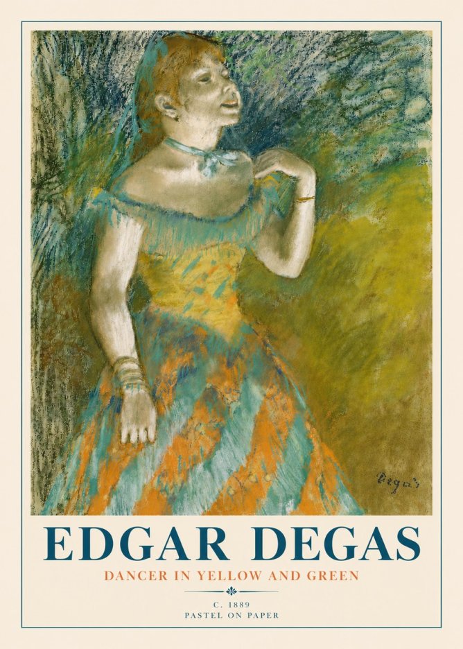 Edgar Degas Dancer in Yellow and Green No4 - Plakát