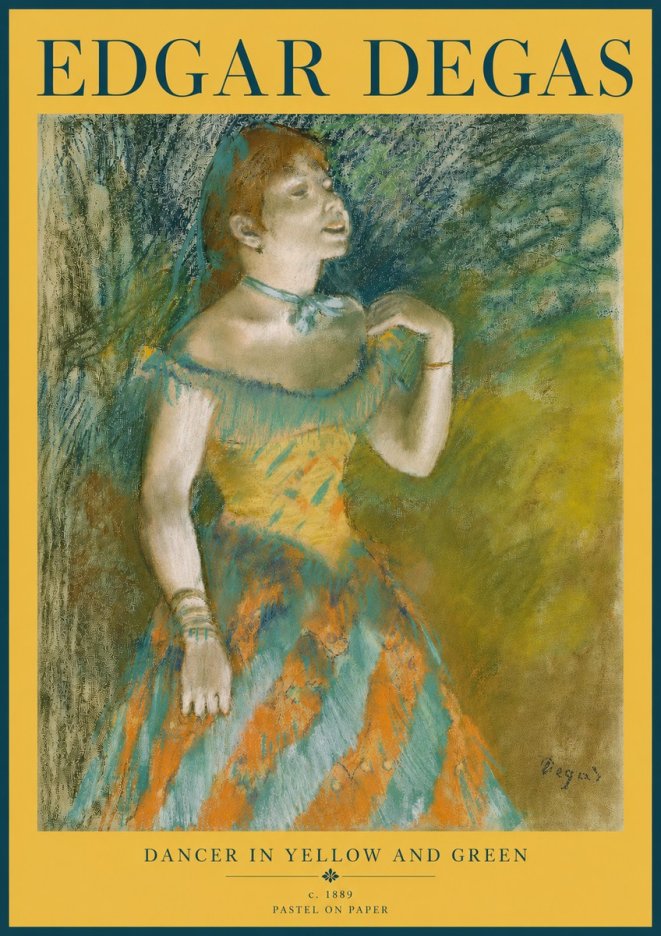 Edgar Degas Dancer in Yellow and Green No5 - Plakát