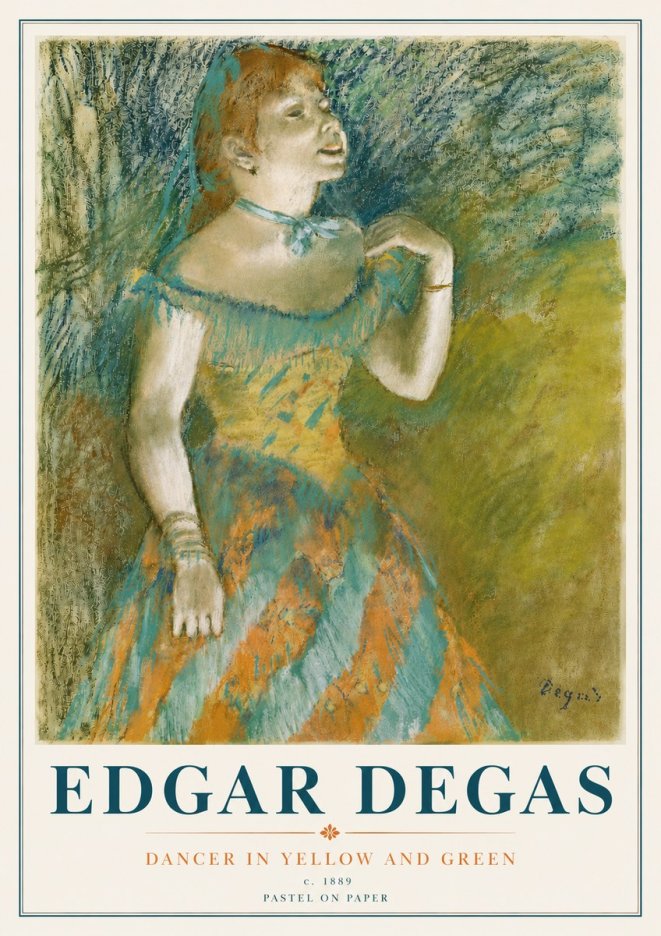 Edgar Degas Dancer in Yellow and Green No6 - Plakát