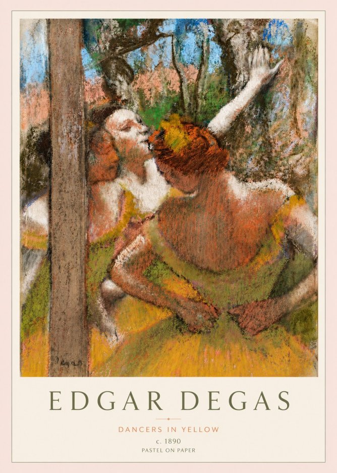 Edgar Degas Dancers in Yellow No3 - Plakát