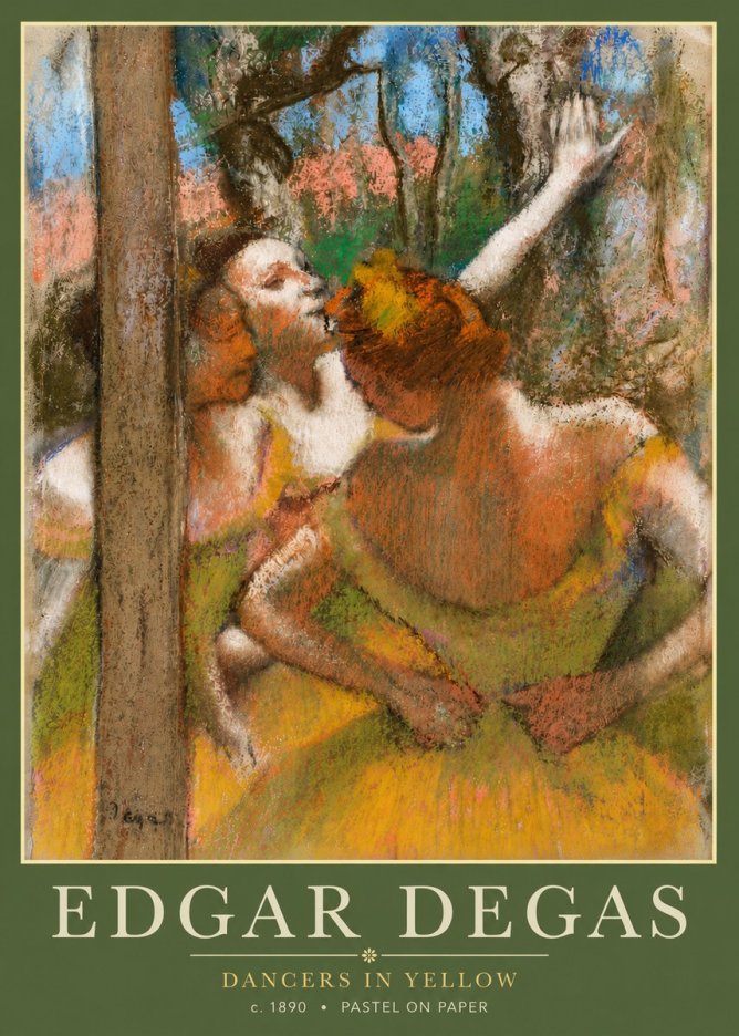 Edgar Degas Dancers in Yellow No5 - Plakát