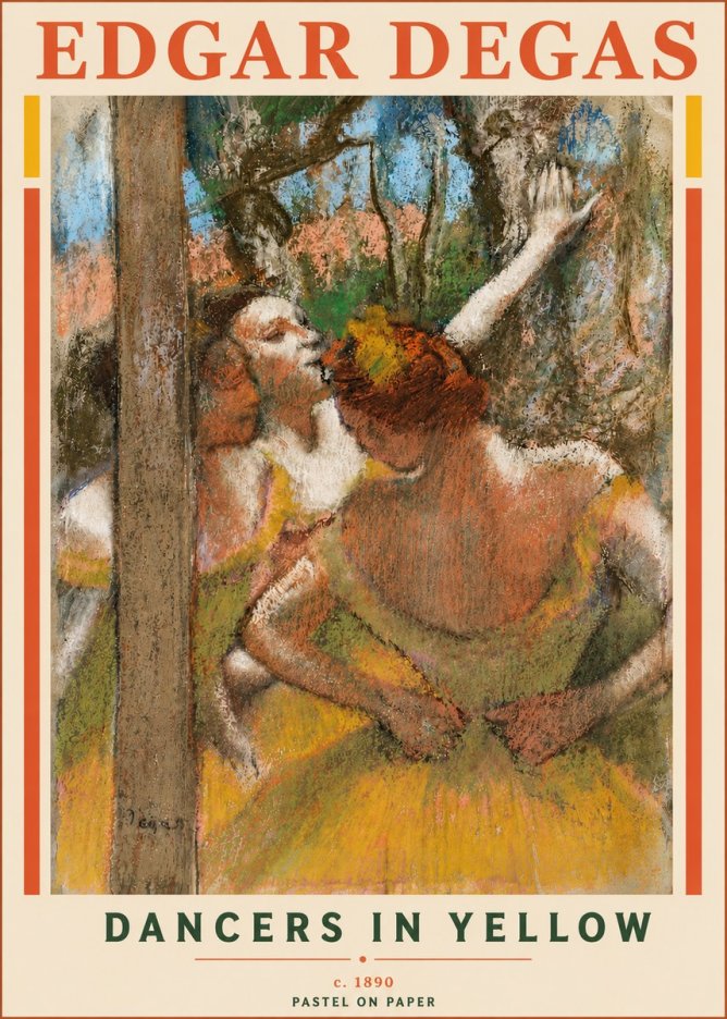 Edgar Degas Dancers in Yellow No6 - Plakát