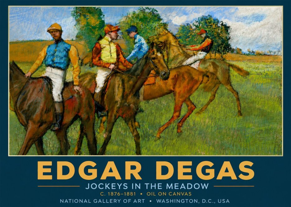 Edgar Degas Jockeys in the Meadow No5 - Plakát