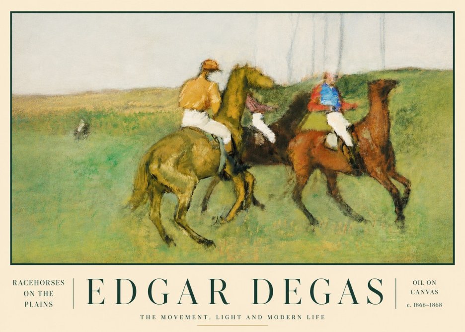 Edgar Degas Racehorses on the Plains No3 - Plakát