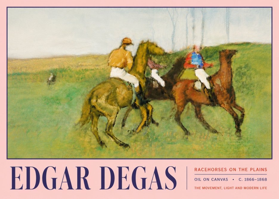 Edgar Degas Racehorses on the Plains No5 - Plakát
