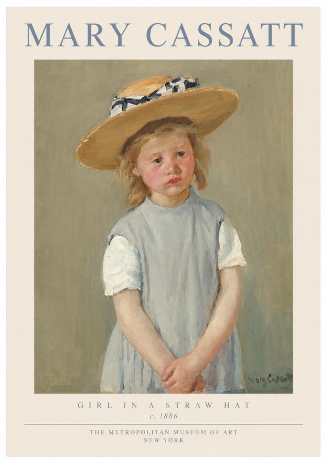 Mary Cassatt Girl in a Straw Hat No1 - Plakát