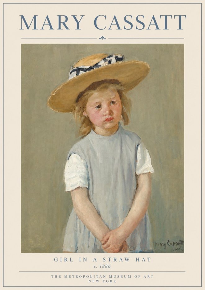 Mary Cassatt Girl in a Straw Hat No3 - Plakát