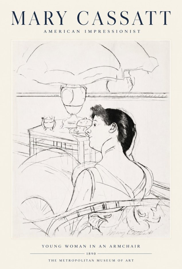 Mary Cassatt Young Woman in an Armchair No1 - Plakát