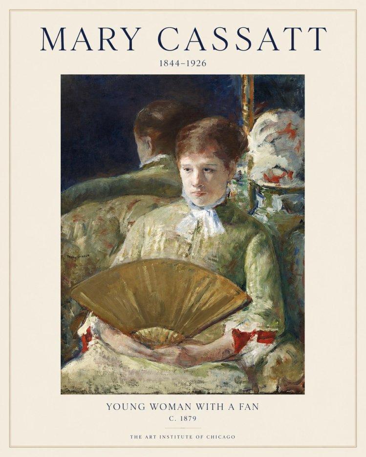 Mary Cassatt Young Woman with a Fan I No1 - Plakát