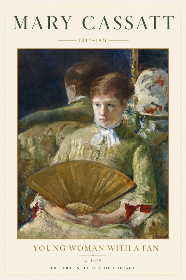 Mary Cassatt Young Woman with a Fan I No3 - Plakát