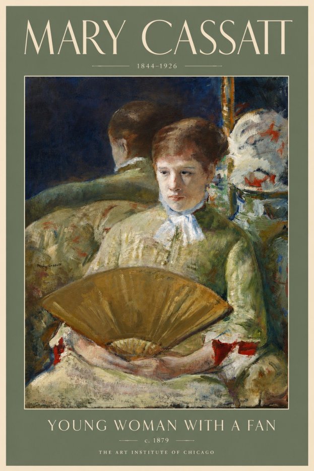 Mary Cassatt Young Woman with a Fan I No5 - Plakát