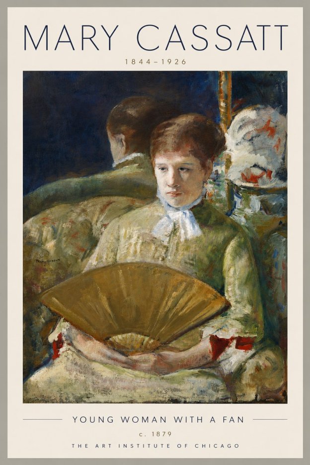 Mary Cassatt Young Woman with a Fan I No6 - Plakát