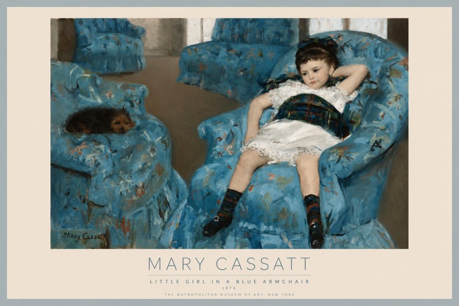 Mary Cassatt Little Girl in a Blue Armchair No2 - Plakát