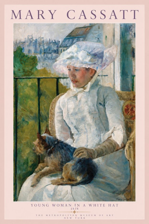 Mary Cassatt Young Woman in a White Hat No3 - Plakát
