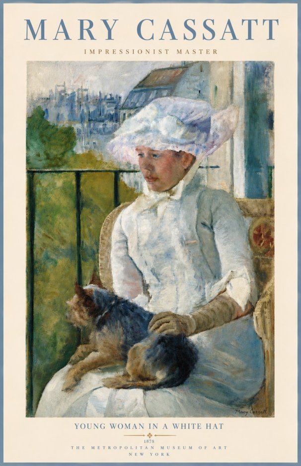 Mary Cassatt Young Woman in a White Hat No5 - Plakát
