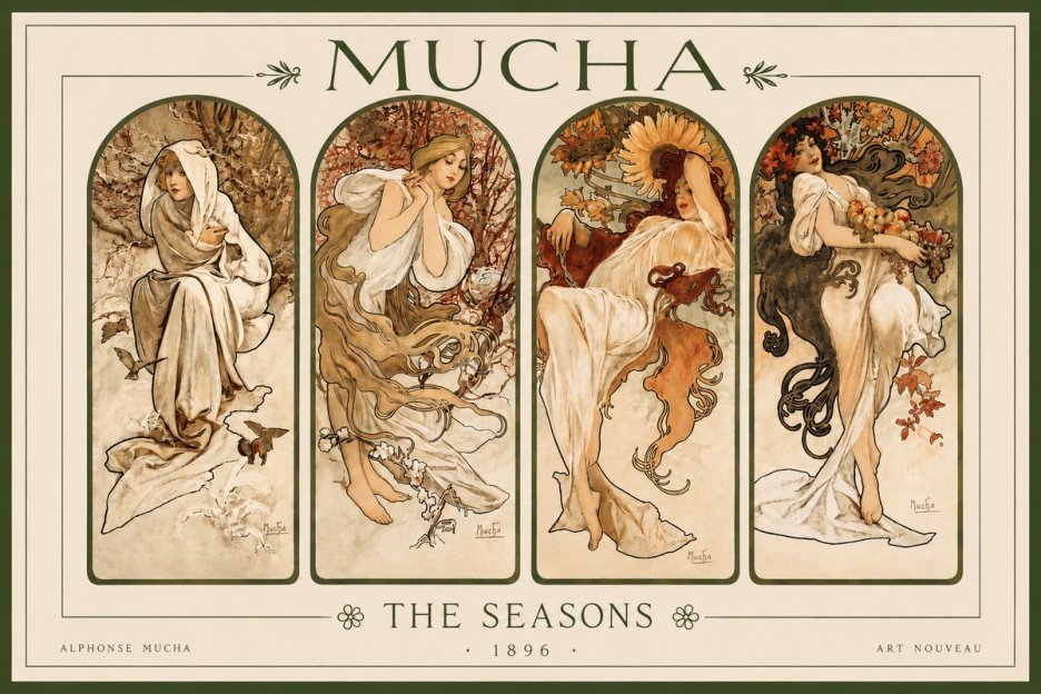 Mucha The Seasons No3 - Plakát