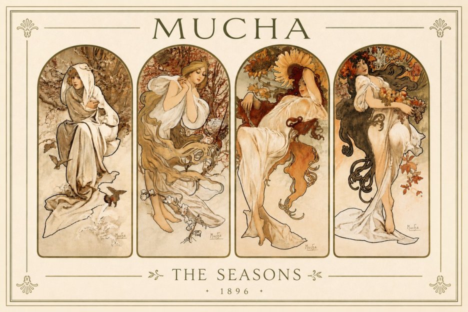 Mucha The Seasons No5 - Plakát
