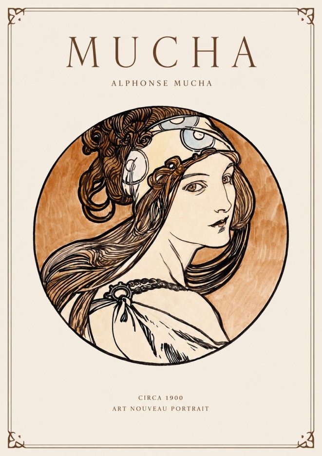 Mucha Art Nouveau Portrait I No1 - Plakát