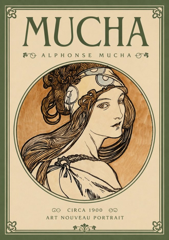 Mucha Art Nouveau Portrait I No2 - Plakát