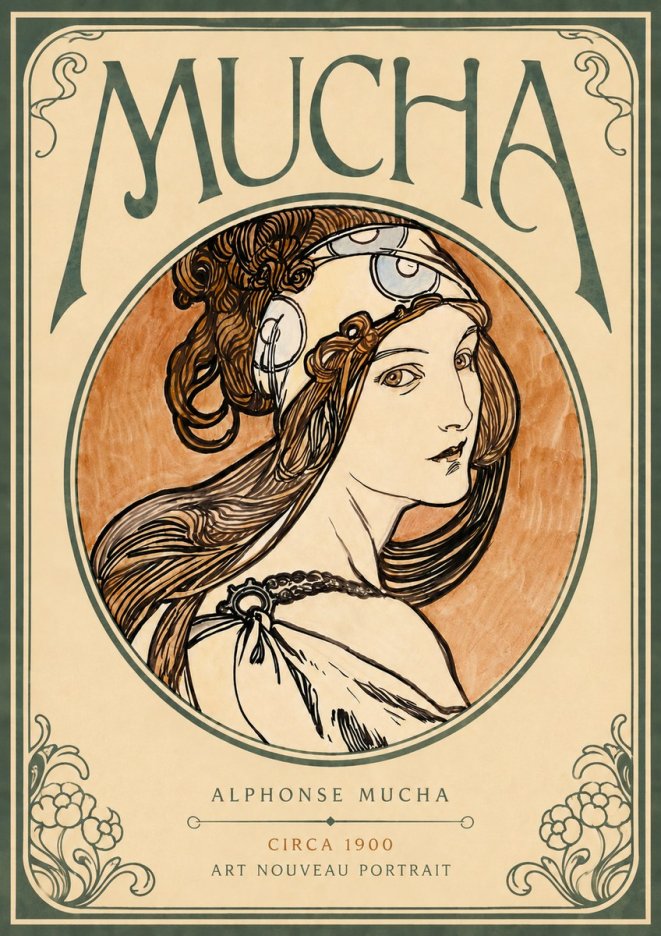 Mucha Art Nouveau Portrait I No4 - Plakát