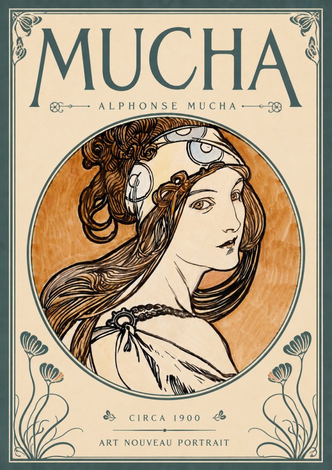 Mucha Art Nouveau Portrait I No5 - Plakát