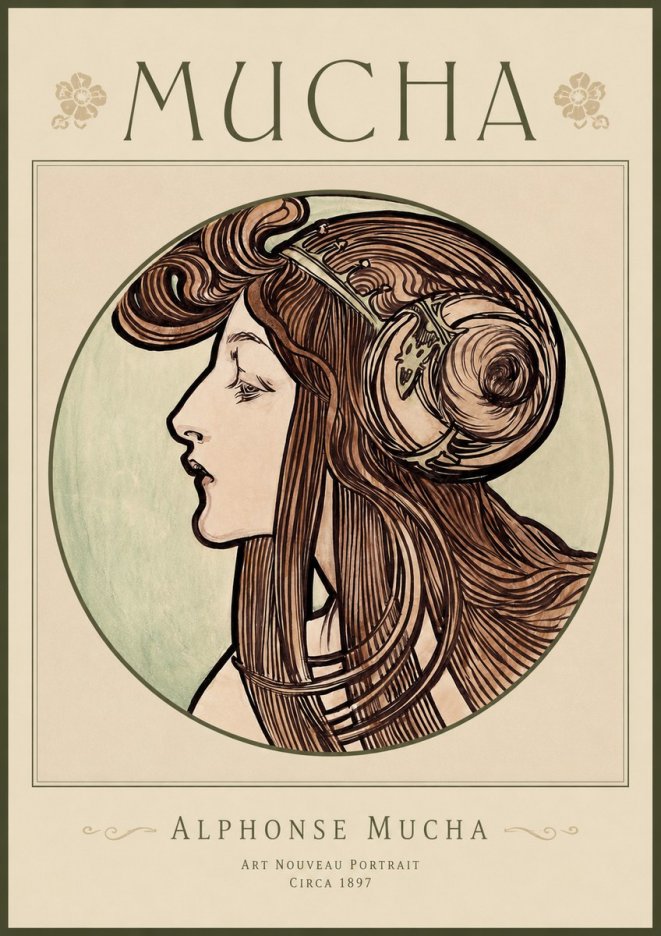 Mucha Art Nouveau Portrait II No1 - Plakát