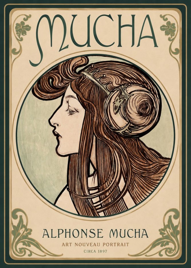 Mucha Art Nouveau Portrait II No2 - Plakát