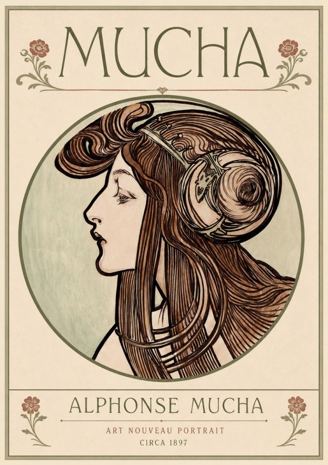 Mucha Art Nouveau Portrait II No3 - Plakát