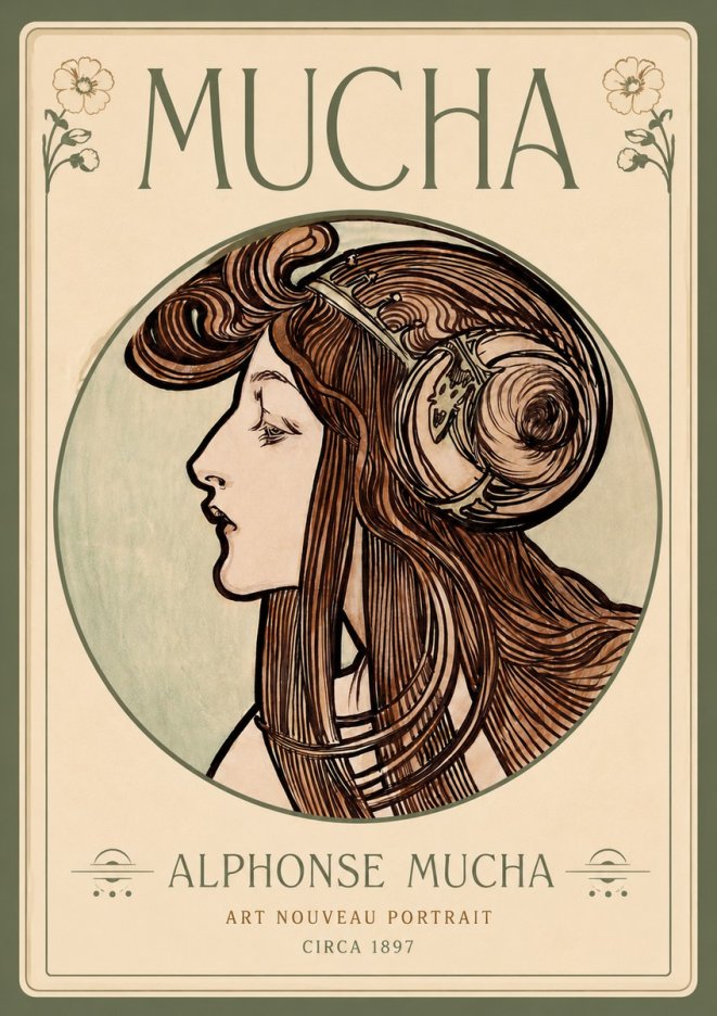 Mucha Art Nouveau Portrait II No4 - Plakát