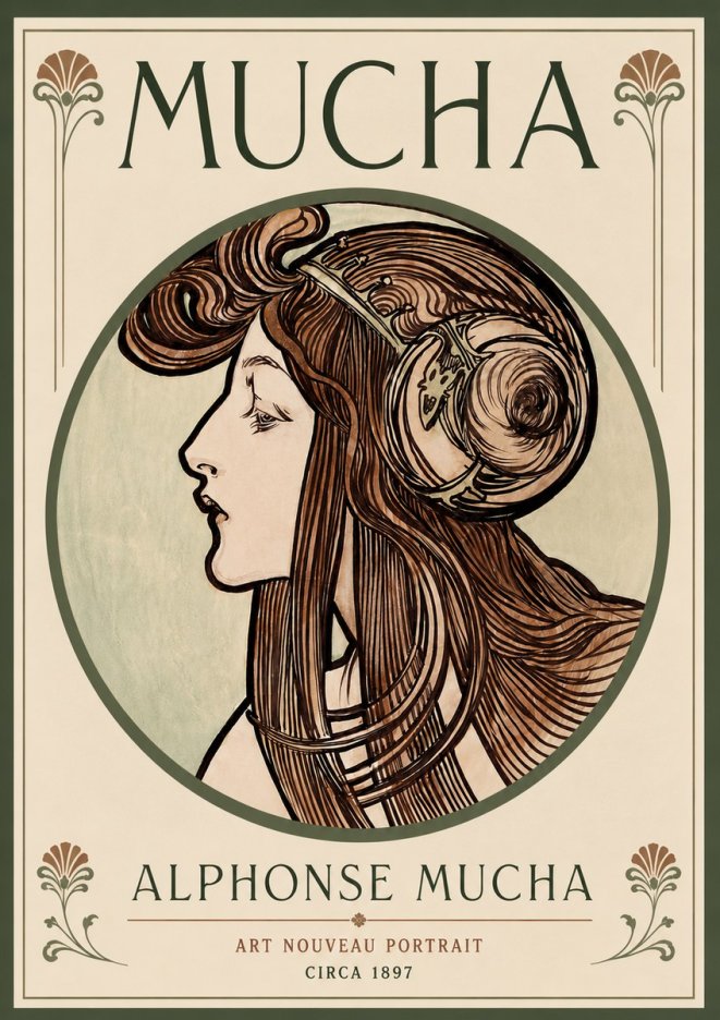 Mucha Art Nouveau Portrait II No5 - Plakát