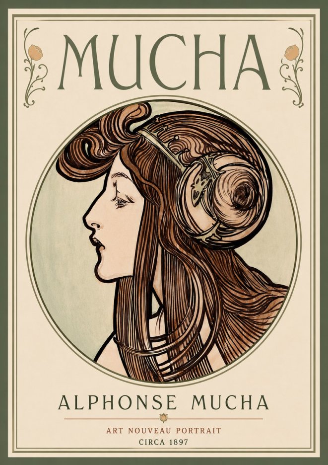 Mucha Art Nouveau Portrait II No6 - Plakát