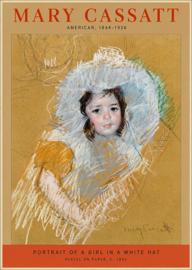 Mary Cassatt Portrait of a Girl in a White Hat No2 - Plakát