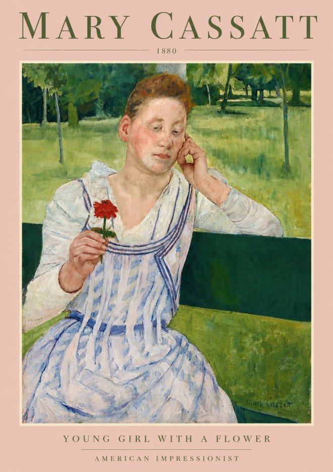 Mary Cassatt Young Girl with a Flower No5 - Plakát