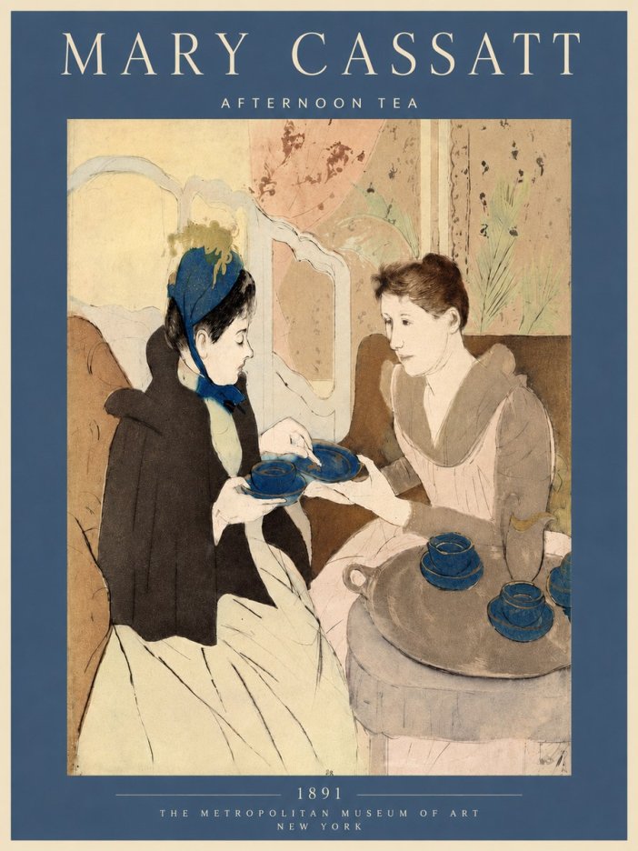 Mary Cassatt Afternoon Tea No5 - Plakát