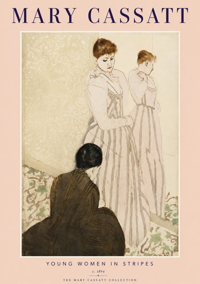 Mary Cassatt Young Women in Stripes No4 - Plakát