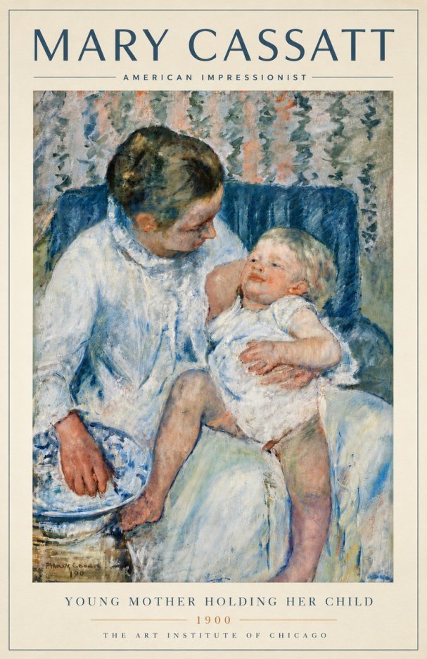 Mary Cassatt Young Mother Holding Her Child No6 - Plakát